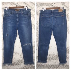 Joe's Jeans Size 32 Charlie High Rise Skinny Crop Distressed Frayed Hem Denim
